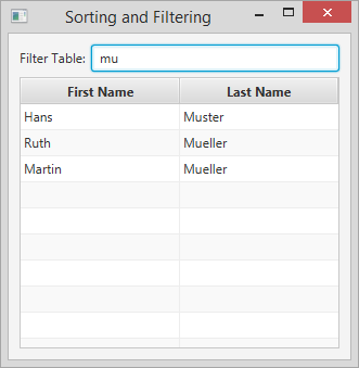 TableView Sorting and Filtering