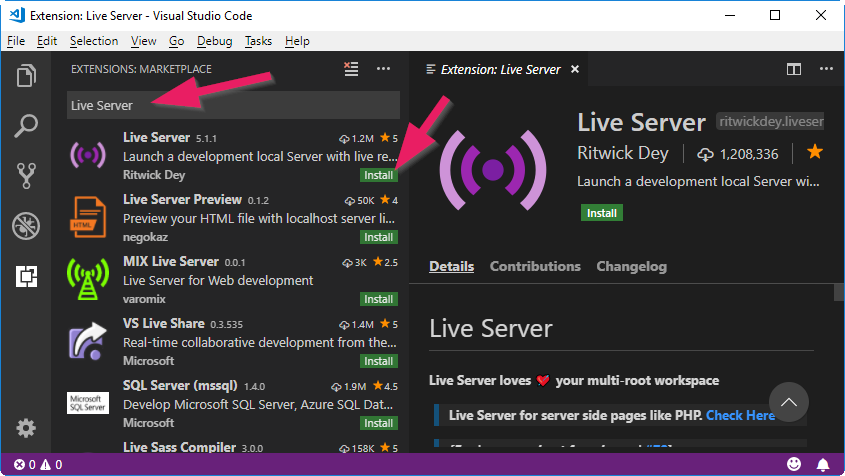 visual studio code live server