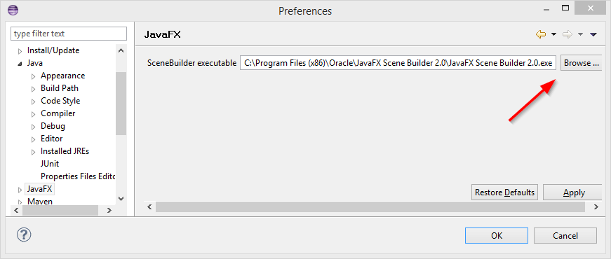 Preferences JavaFX